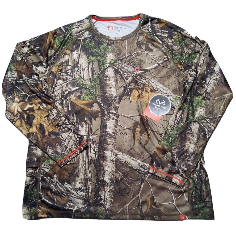 THE AMERICAN OUTDOORSMAN Men XL Realtree Xtra Edge Camo Long Sleeve Shirt NEW
